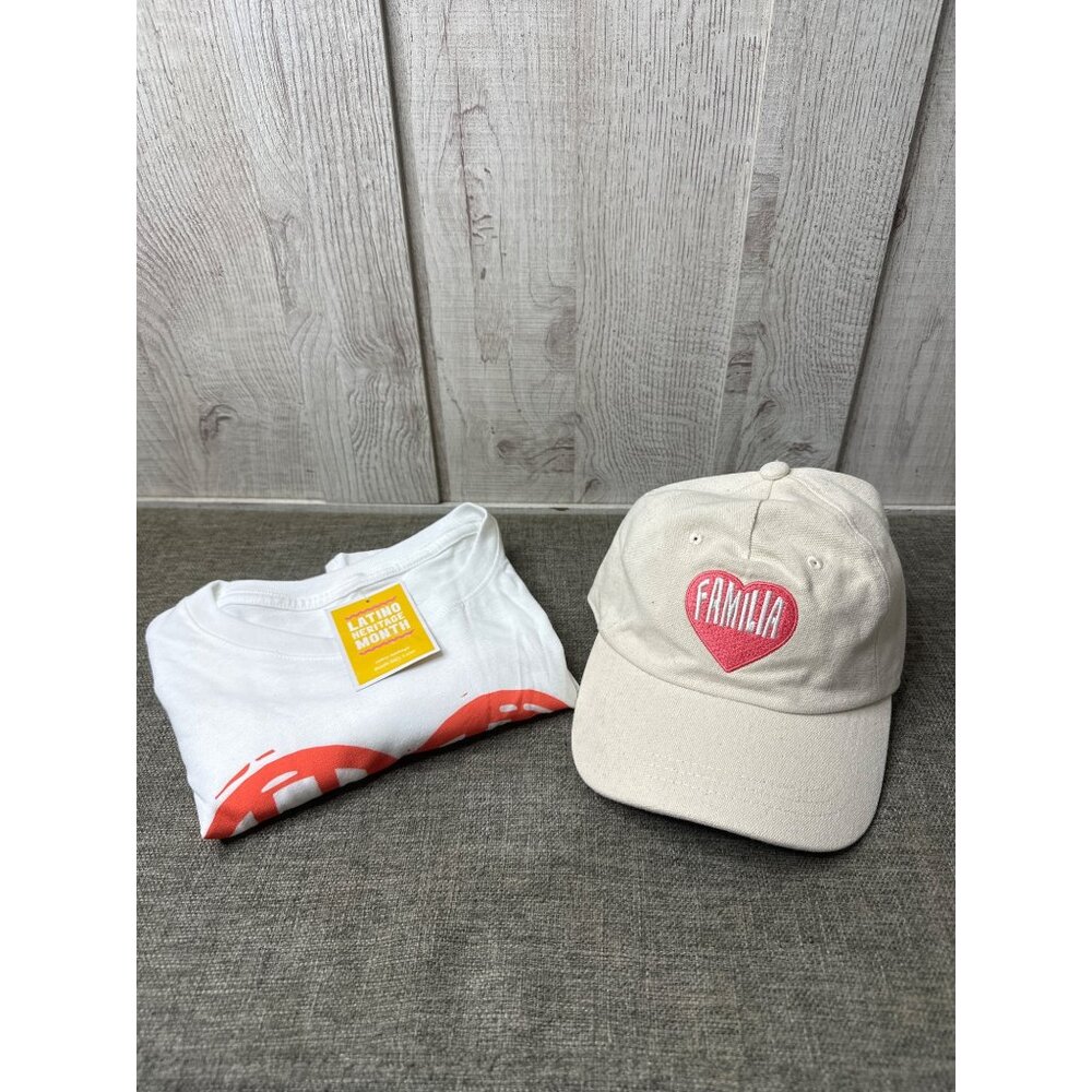 Familia Heart Graphic Boys Tee Shirt Size XL w/ Baseball Cap